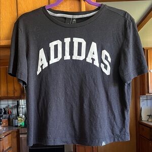 Adidas women’s crop top size small oversized, semi sheer